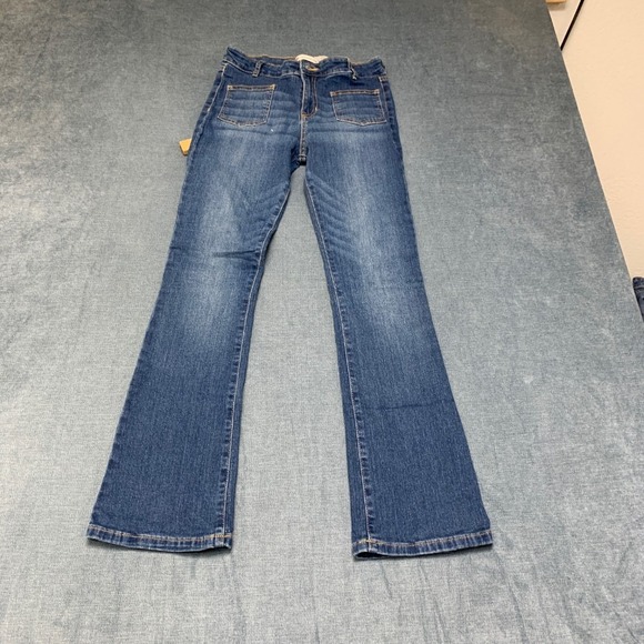 Levi's Denim - Levi's Regular Rise Flare Jeans Womens 16 Blue Whiskering Denim Cotton Stretch